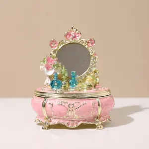 Mirror Metal Enamel Jewelry Box, Creative Home Luxury Decor, Essential Craft Gift for Girls, Mother's Day, Valentine's Day Present