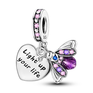 MULA Luminous Firefly Bead Charm, 925 Silver-Plated Cubic Zirconia, Hypoallergenic Glow-in-the-Dark Jewelry for Women, Ideal for Daily Wear or a Birthday Gift