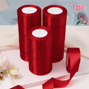 DIY Rose Flower Polyester Satin Ribbon Roll, Decorative Bow for Cake Gift Wedding Party Decoration, Gift Wrapping Supplies, Perfect for DIY Crafts & Accessories