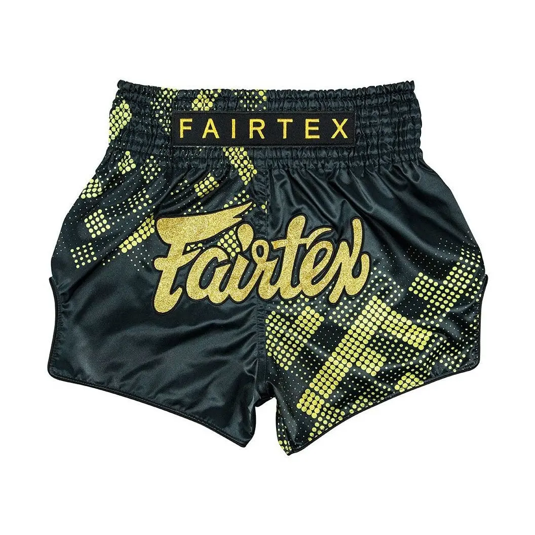 Fairtex BS1931 Heart of Gold Muay Thai Shorts, Slim Cut Satin Lightweight Performance Athletic Shorts with Embroidery, Lightweight Performance Shorts