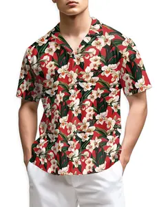 Orchid Ginger Red Hawaiian Shirt  Summer Short Sleeve Hawaiian Aloha Shirts Fantastic Men Women, Summer Beach Aloha Short Shirt