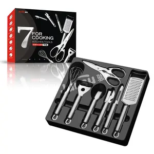 7 Piece Kitchen Tool Set Scissors Egg Beater Can Opener Peeler Knife