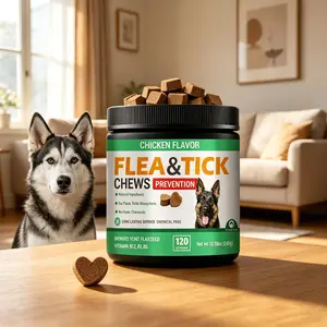 Dog Chewables - 120 tablets per pack, chicken flavor, coconut oil and flaxseed base. Gentle daily chewables suitable for dogs of all breeds and ages.