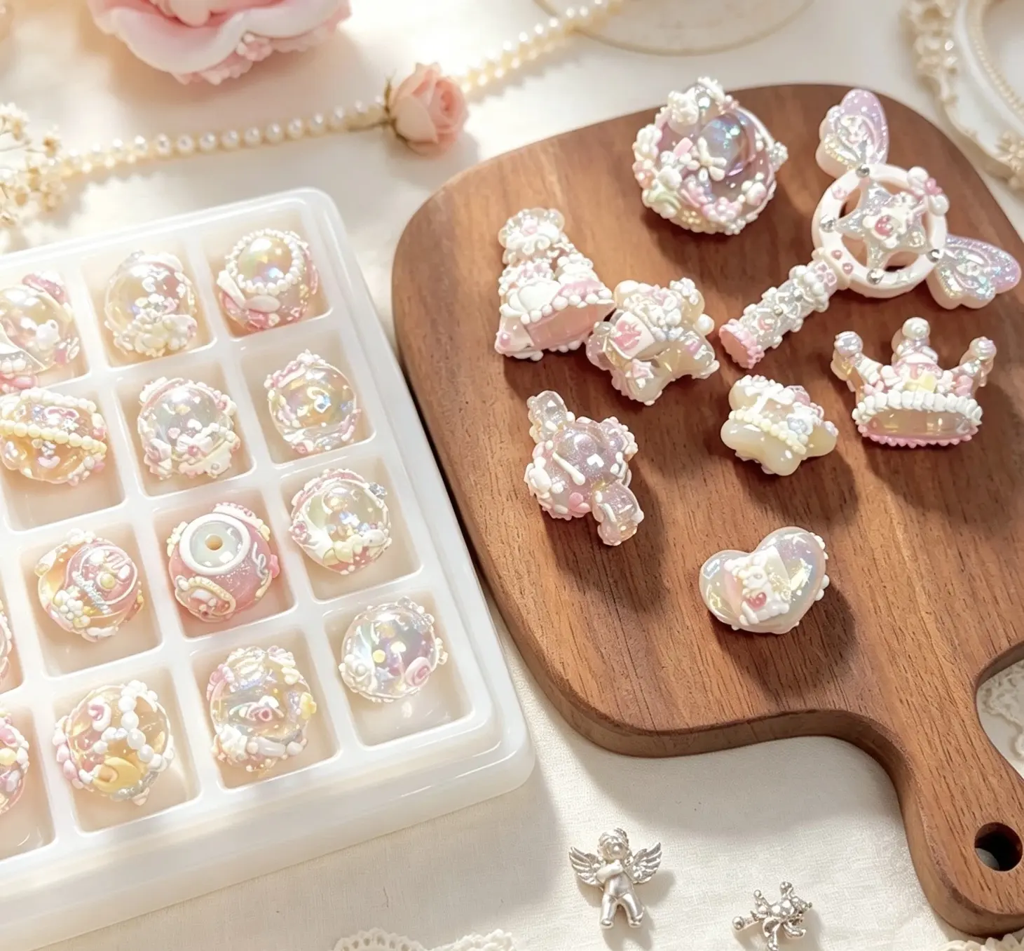 【Round 23pcs irregular 8pcs】Hand painted Decorative Beads,Round & Irregular DIY Beads Charms