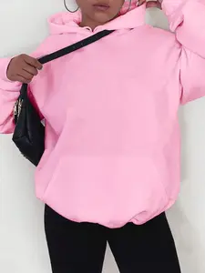 Women's Plain Pocket Drawstring Hoodie Pullover, Casual Basic Long Sleeve Hooded Sweatshirt for Fall & Winter, Women's Clothes for Daily Wear, Casual Fitted Pullover, Womenswear
