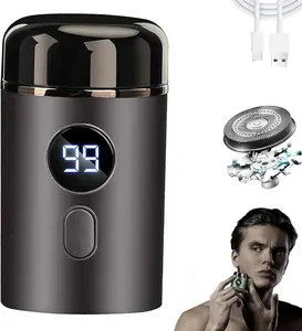 Mini pocket electric shaver for men, compact cordless beard razor with a 3D floating cutter head, IPX7 waterproof for wet and dry use, Type‑C rechargeable portable face shaver for travel, camping, and office, cool Father’s Day gift for men