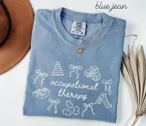 Occupational Therapy Comfort Colors Shirt • Coquette Bow OT Work Tee • Occupational Therapist Gifts • PEDS COTA • Personalized Pediatric Ot