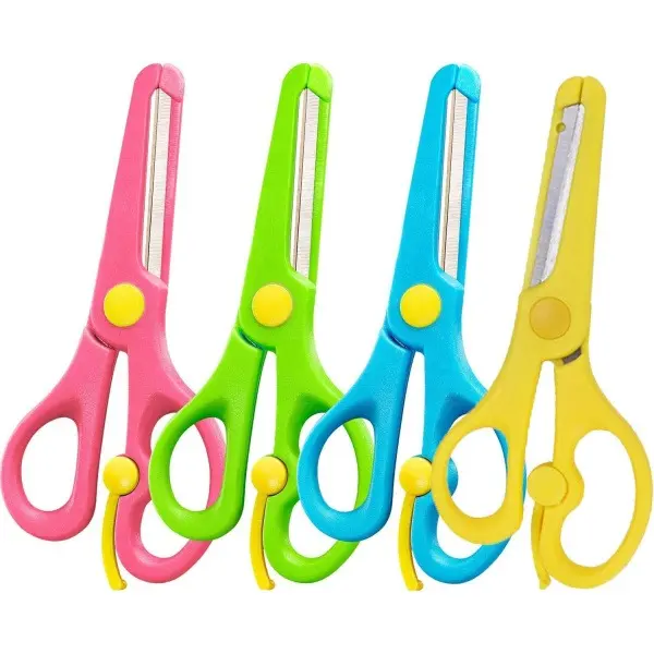 2-piece set of pre-school training scissors, classic style, safety scissors, both hands compatible, made of stainless steel and ABS materials