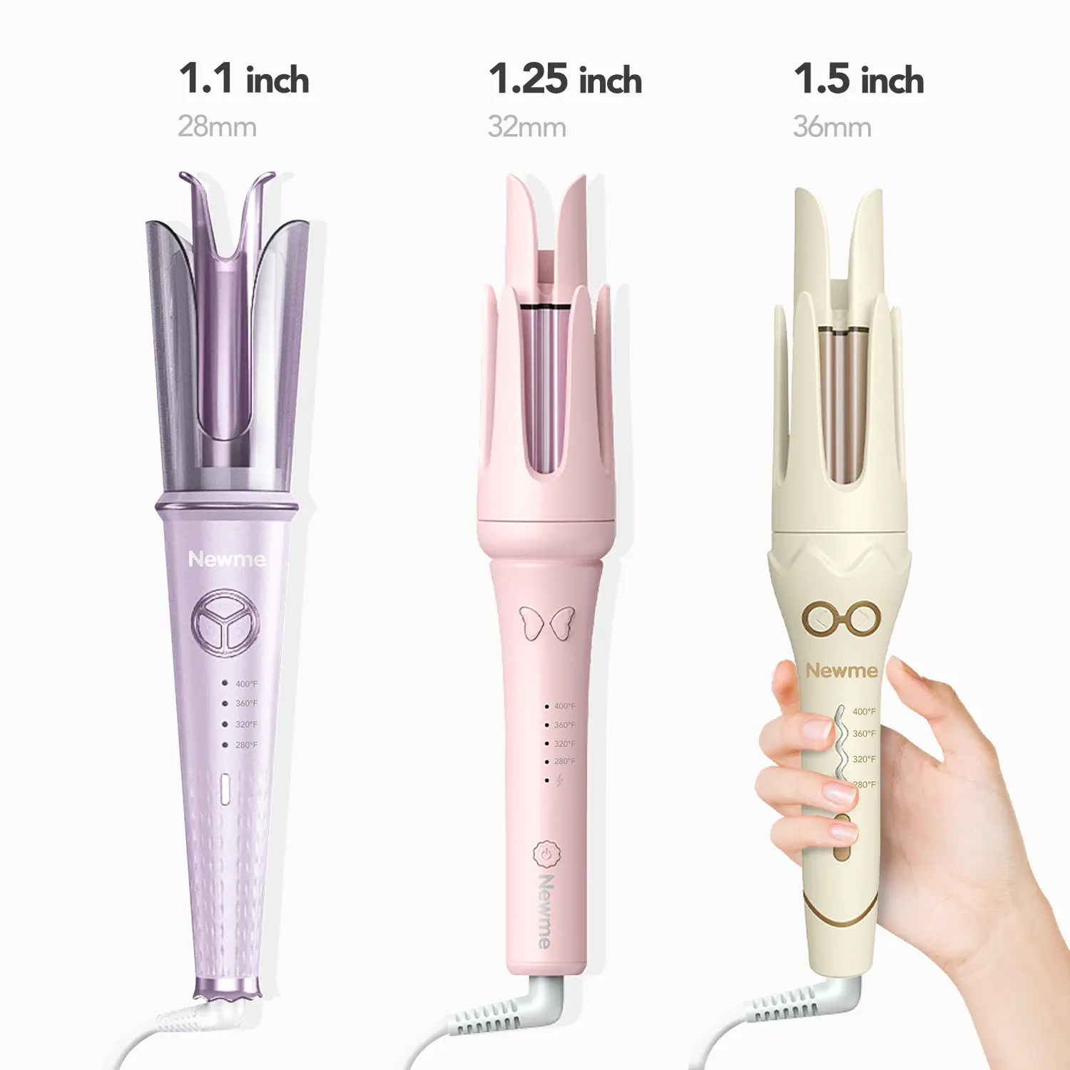 Newme Automatic Curling Iron: 1.1 inch/1.25 inch/1.5 inch Professional Automatic Curlers with Fast Heat-up - Beach Waves Hair Curler，Fast Heating, Dual Voltage, Smart Sensor,Negative Generator Adjustable Temp & Timer Reminder, Safety Curler