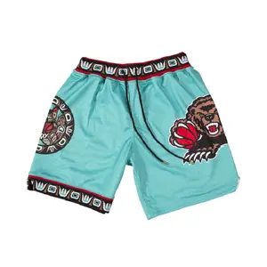Retro Basketball Vintage Embroidery Shorts Sport Knee Pants with Pockets Athletic Sweat Walking Summer Shorts