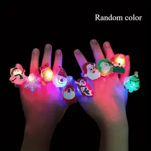 50-Pack LED Flash Christmas Light-Up Rings, Assorted Styles Unisex Festive Toys for Stocking Stuffers, Party Favors, Gifts, Abs Decorations