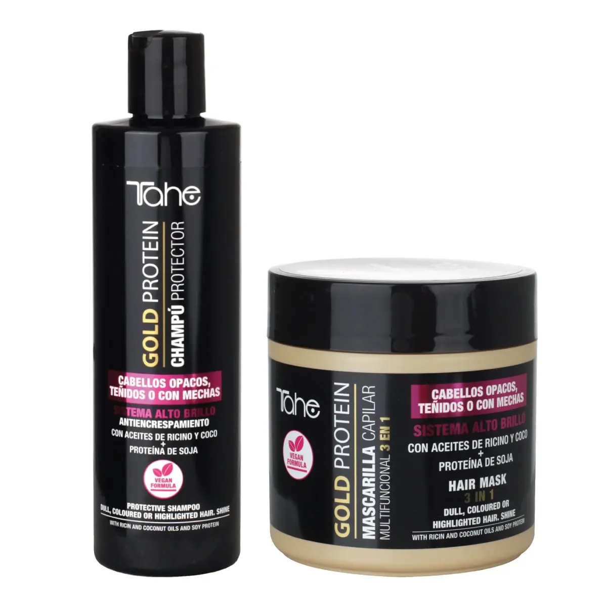 Tahe Gold Protein Small Kit For Colored Hair - Shampoo 300ml + Mask 400ml