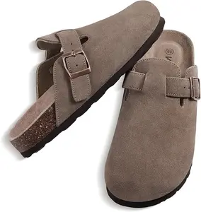 KIDMI Women's & Men's Genuine Suede Clogs Round Toe Sandals Leather Mules Potato Shoes with Arch Support for Casual Wear