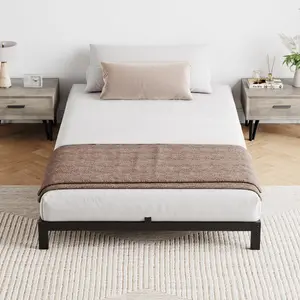 Garvee 6 Inch Twin XL Bed Frames with Under Bed Storage, Heavy Duty Mattress Foundation, Easy Assembly, No Box Spring Needed,80''Dx39''Wx6''H Platform Bed for Bedroom, Apartment, Black, Metal