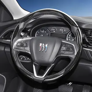 For Buick Segmented Carbon Fiber Steering Wheel Cover Sporty Style Non-Slip Comfortable Grip 2-Piece/3-Piece Set Options Quick-Install Design All-Season Compatibility For Encore GX/Envista/Envision/Enclave Black Blue Silver Red White