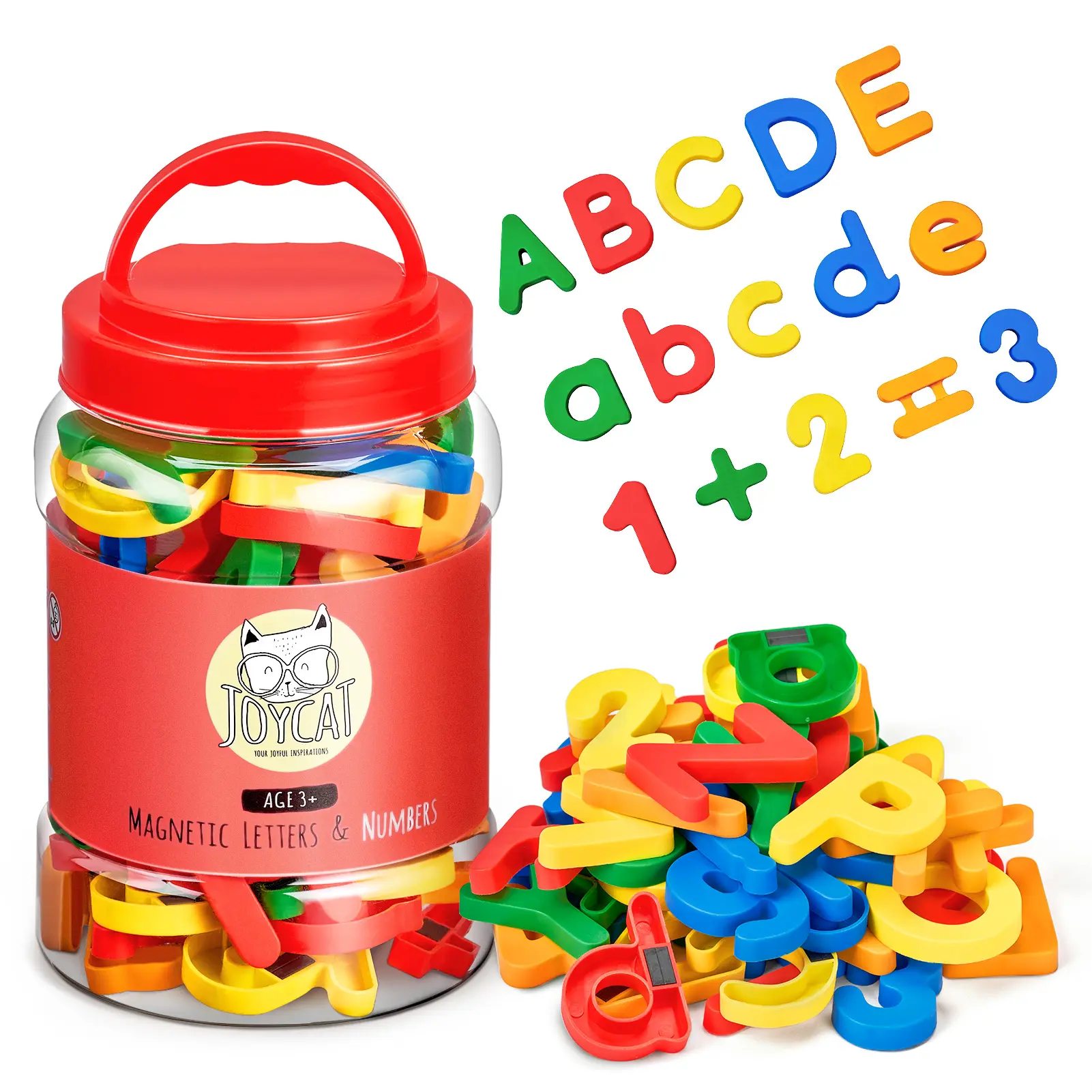 JoyCat Magnetic Letters Numbers Alphabet Fridge Magnets, ABC 123 Preschool Educational Learning Plastic Colorful Toy Set, Uppercase Lowercase Math Symbols for Toddlers Kids 3+