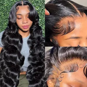 【30''=$89】Urody Body Wave 13x6 Transparent Lace Front Wigs Human Hair 180% Density Deep Wave HD Lace Frontal Wigs Brazilian Hair