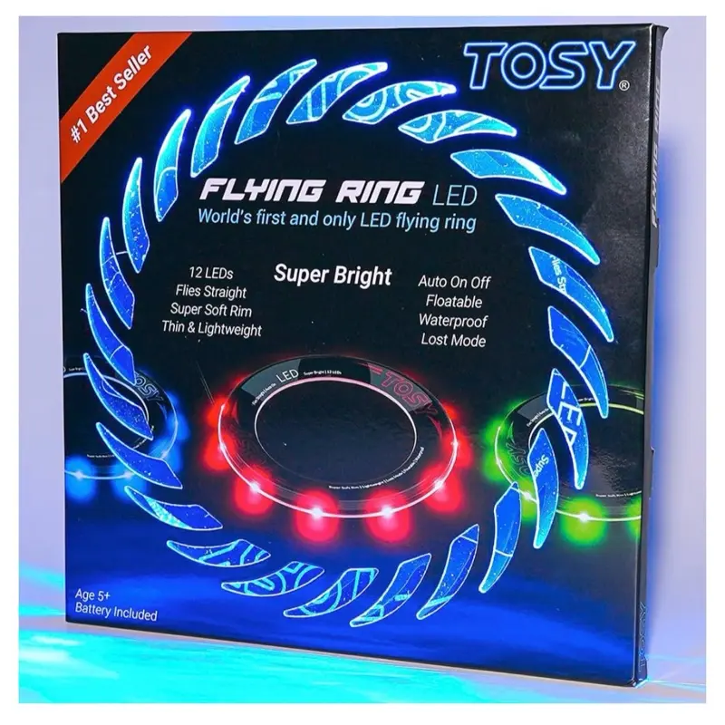 TOSY Flying Ring LED with 12 LEDs, Super Bright, Auto Light Up, Waterproof, Lightweight, and Soft, Perfect for Kids and Camping, Ideal Gift