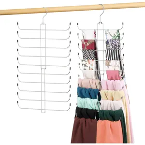 Scarf Hanger for Closet, 20 Large Capacity Scarf Organizer, Space Saving Scarf Holder Hijab Rack Closet Organizers and Storage, Silver 1 Pack