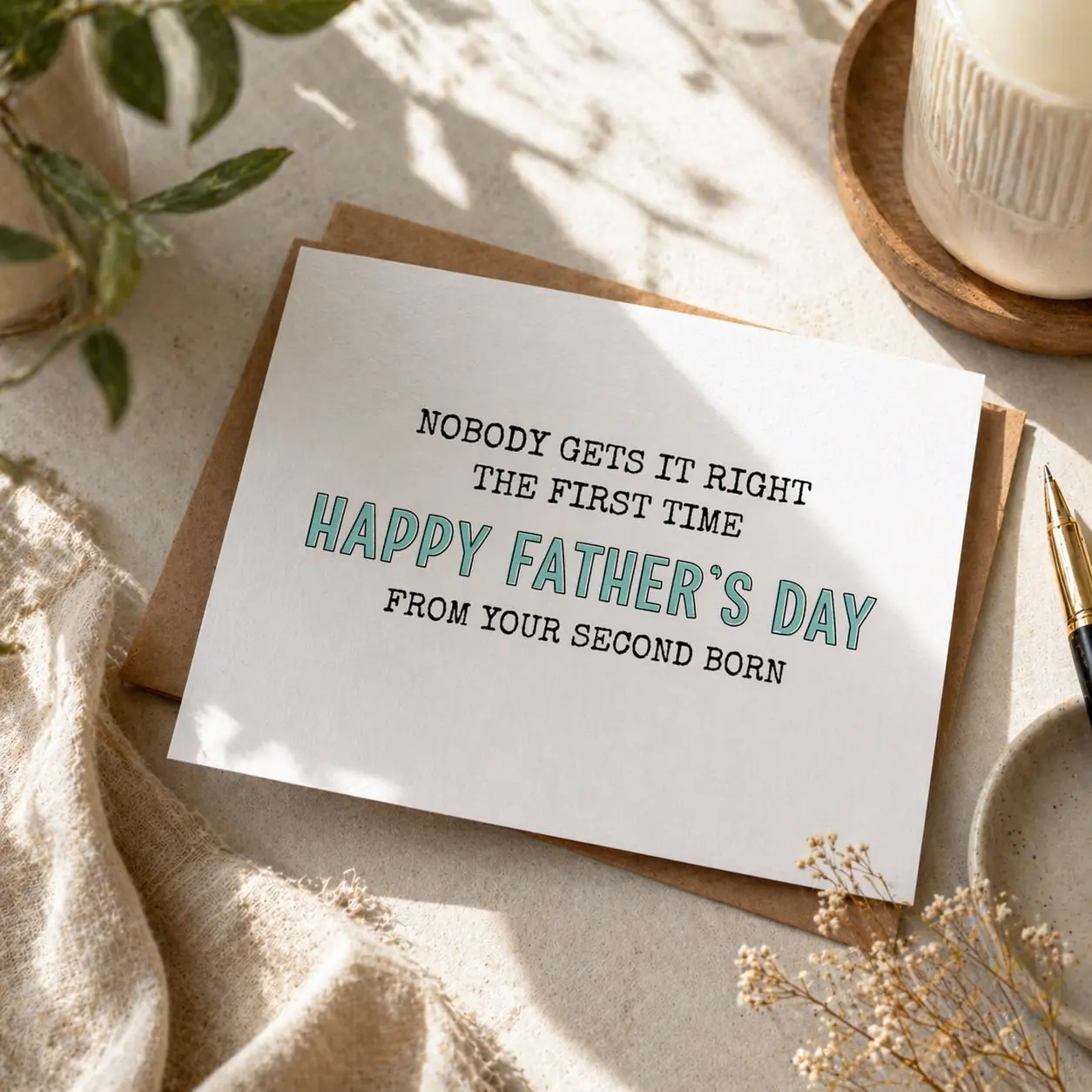 Whimsical Father’s Day Greeting Card - "Nobody Gets It Right The 1st Time" Joke Dad Gift Card with Custom Message, Handwriting Option (Office Stationery Supplies), Custom Message Card, Handwriting Greeting Cards