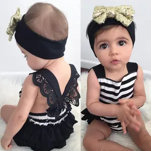 Ma&Baby Newborn Infant Kids Baby Girls Clothes Lace Jumpsuit Romper Bodysuit + Headband Outfits Set 0-18M