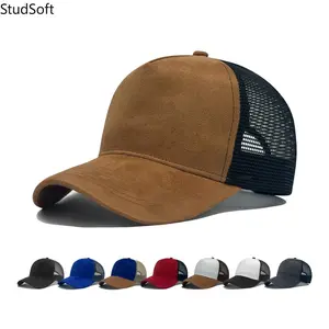 2026 New Solid Color Breathable Mesh Baseball Cap, All-Season All-Match Sun Hat, Suede Trucker Hat for Men Women