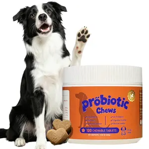 Probiotic Chews 8-in-1 Pet Probiotics for Gut Health Digestive & Immune Support Beef Flavour 100 Chewable Treats Premium Quality Ingredients dog accessories