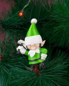 Jingle Pal Christmas Ornament - Green Elf with Gun - Festive Holiday Decor - Perfect for Tree Hanging