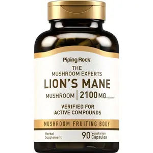 Piping Rock Lions Mane Supplement Capsules | 2100mg | 90 Count | Mushroom Fruiting Body Extract for Men and Women | Hericium Erinaceus | Vegetarian, Non-GMO, Gluten Free