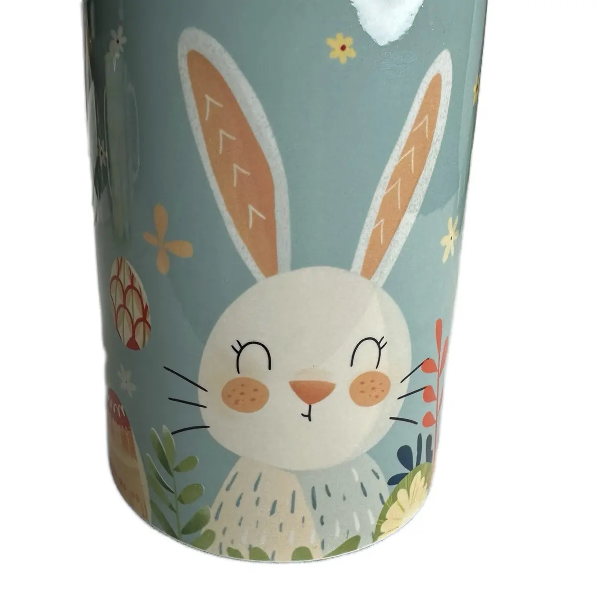 Easter Bunny coffee mug 15oz. Custom made by me. Can be personalized upon request . Good quality cricket ceramic 15oz. Sublimated image design  can be customized .