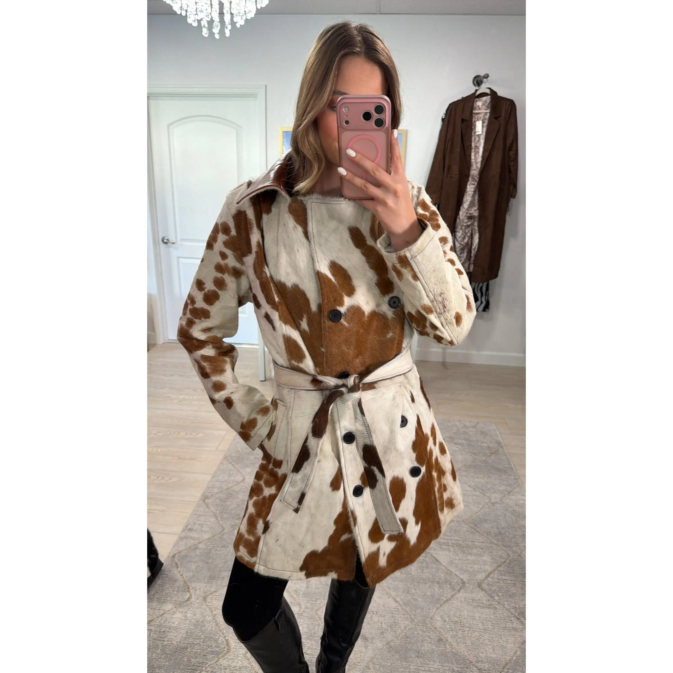 Cowhide Trench Coat #1 Size Small