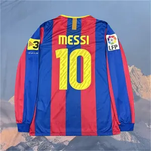 2010 2011 Home Retro No.10 Stripe Long sleeve Soccer jersey