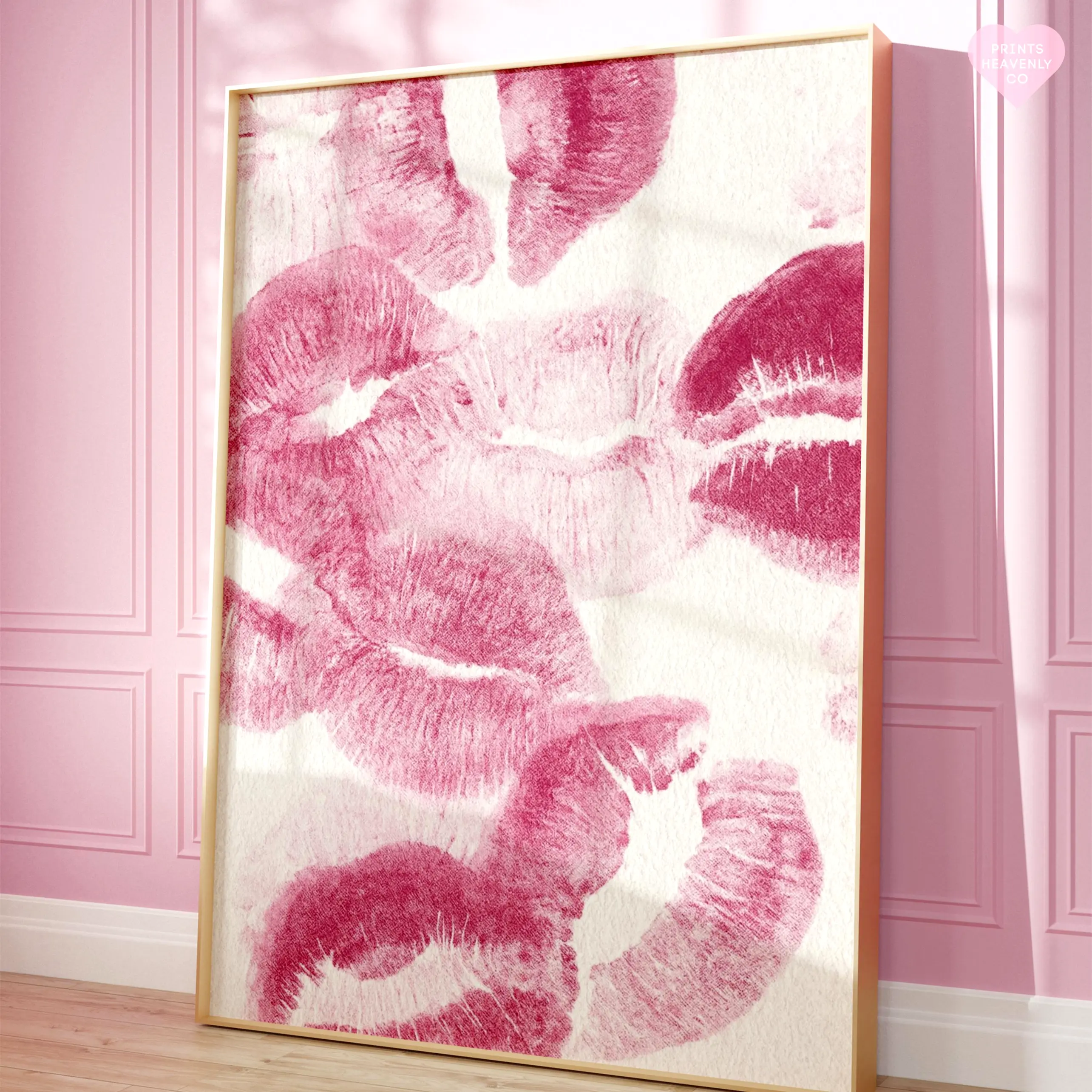 Kiss Marks Poster, Kisses Wall Art, Lipstick Poster, Girly Poster, Pink Preppy Poster, Girly Wall Art, Preppy Wall Art, Aesthetic Poster Room Wall Art Graphic Prints