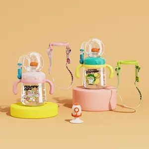 【COMOBEBE】10oz Whale Spray Water Bottle – BPA-Free Sippy Cup with Soft Silicone Straw, Switchable Handles and Strap, Fun Whale Spray Design, 10oz Bottled Drink