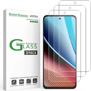 amFilm 3 Pack Compatible with Motorola Moto G Stylus 4G 5G 2023/G Power 2022/G6 2018/G6 Play 2018 Screen Protector Tempered Glass with Easy Installation Handles, HD Clear, Anti-Scratch Bubble-Free