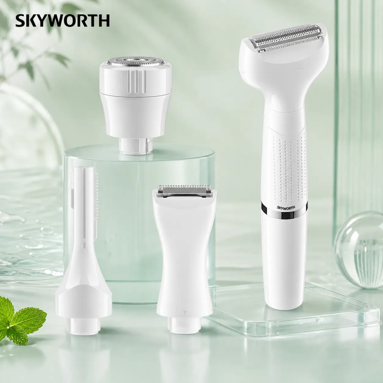 Skyworth 4-in-1 Electric Trimmer - Body Beard Trimmer, Cordless Portable Shaver, USB Rechargeable Shaver, Painless Hair Removal Device for Men & Women, Waterproof Wet & Dry Precise Safe Grooming Tool