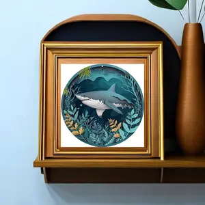 Shark Pattern DIY Diamond Arts Colorful Painting Kit without Frame, 5D Diamond Arts Colorful Painting Kit, Wall Art Decor for Home Living Room Bedroom