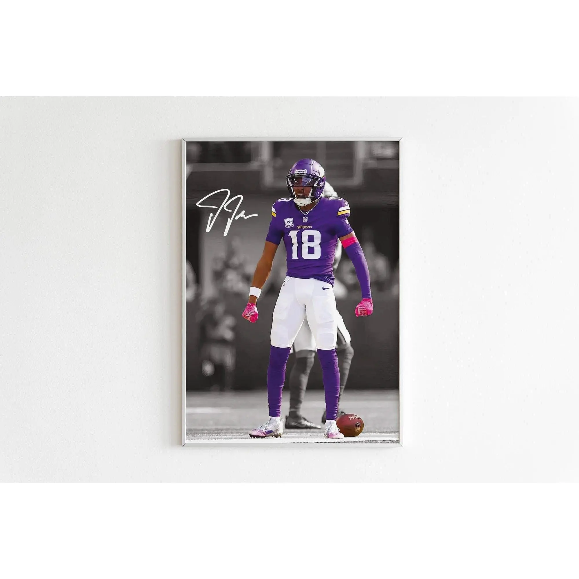 Justin Jefferson Poster, Signed Football Poster, Best Gift For Fans( Unframed - Print Only )