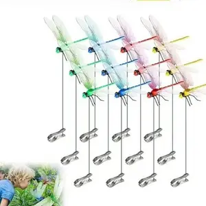 12 PCS Dragonfly Fly Repellent Clip, 3D Fake Dragonfly Garden Decor, Chemical-Free Insect Deterrent for Patio, Backyard, Outdoor Plants and Camping Use