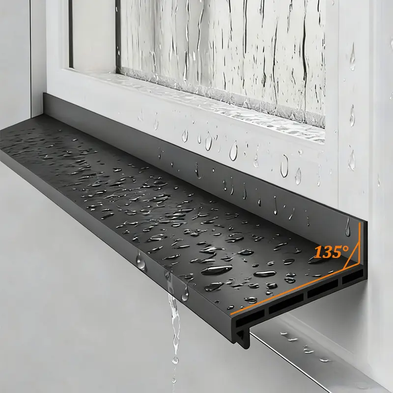 1.1m Tpe Window Water Seal Strip, Balcony Waterproof Rainproof Drainage Board, Home Window Water Seal Strip, Weatherproof Sealing Strip, Windproof, Durable, Easy to Install and Versatile, Sliding Windows