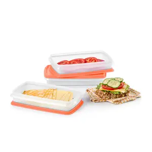 Snack-Stor Slim - Leak-Proof Airtight Containers for On-The-Go Snacks & Deli Meats - 2½ Cups Each  Dishwasher Safe - Not Freezer Safe
