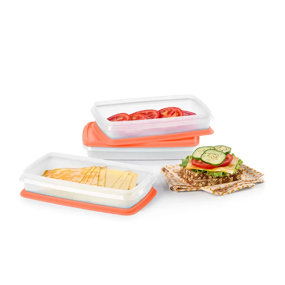 Snack-Stor Slim - Leak-Proof Airtight Containers for On-The-Go Snacks & Deli Meats - 2½ Cups Each  Dishwasher Safe - Not Freezer Safe