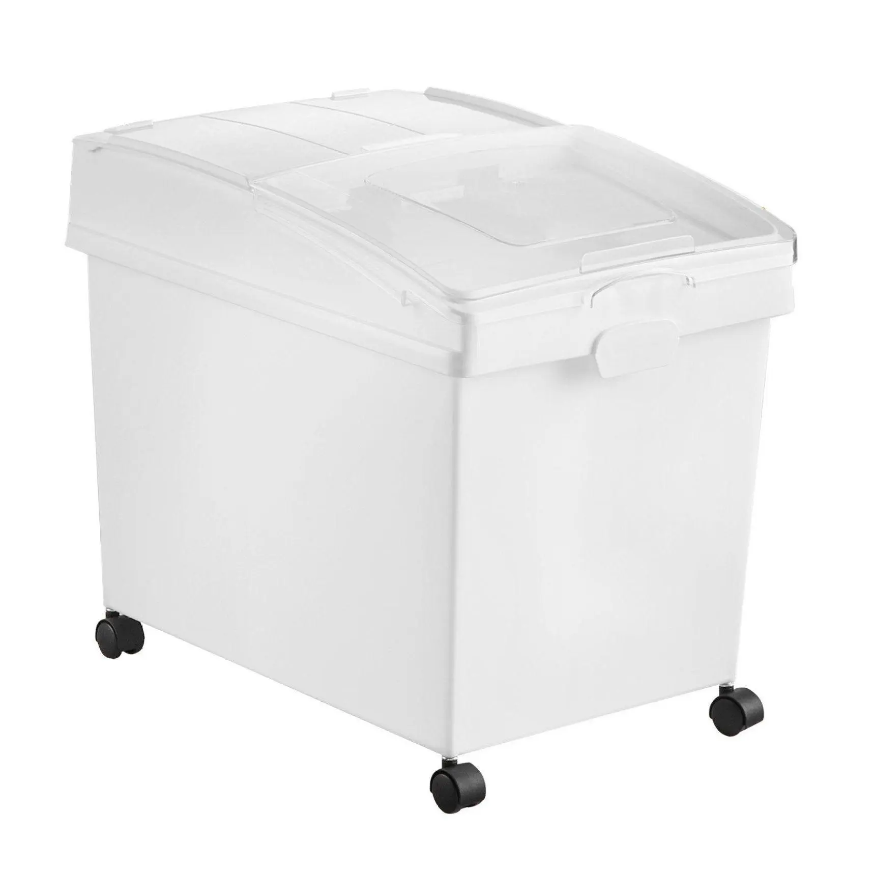 Rectangular Transparent Plastic Rice Storage Containers (3-Pack, 10.5 gal/40L Each) - Airtight Functional Food Dispenser Bins with Cover & Wheels, Stackable for Kitchen Grains, Pet Food