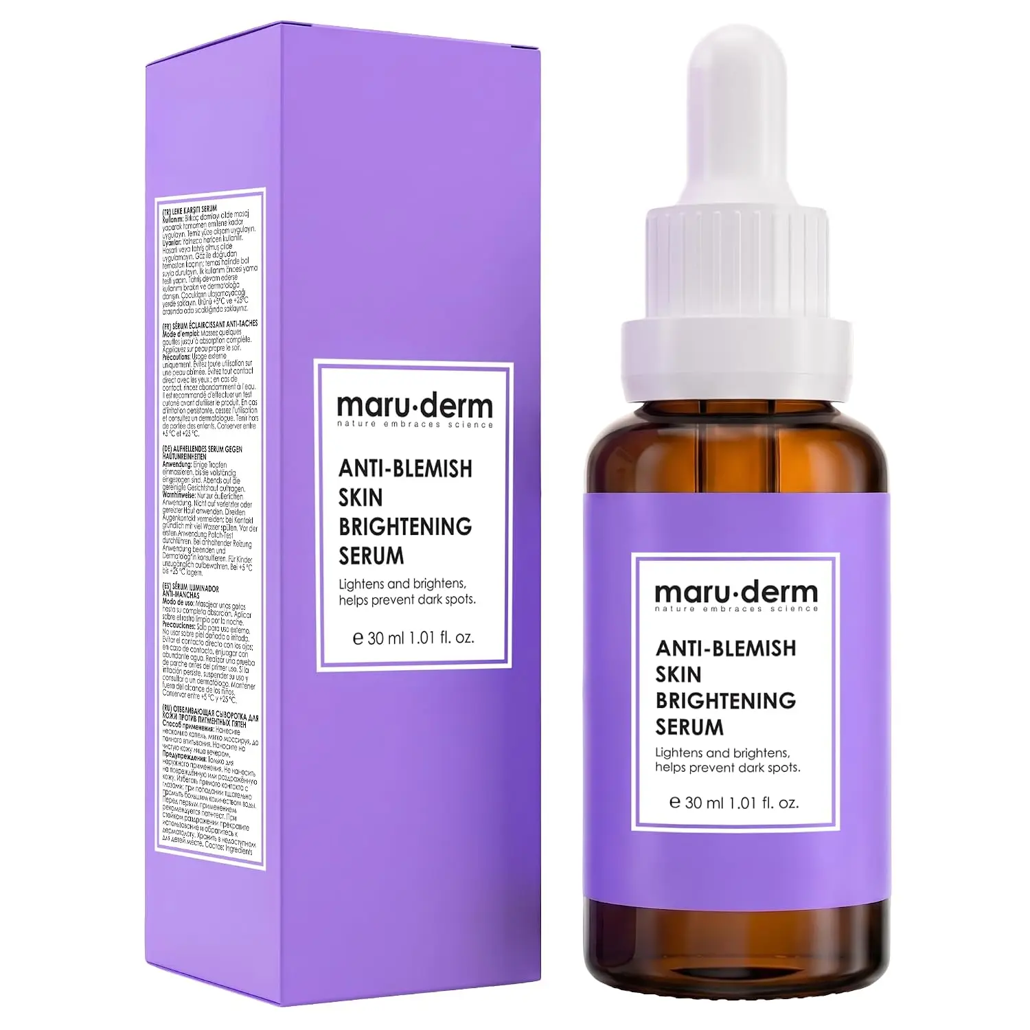 Maruderm Anti-Blemish Skin Brightening Serum with%5 Niacinamide,%2 Alpha-Arbutin & Licorice Root, | Targets Uneven Tone & Dark-Spot Look | Hydrating with Panthenol & Pea Peptide | 1 fl. oz. 30 mL