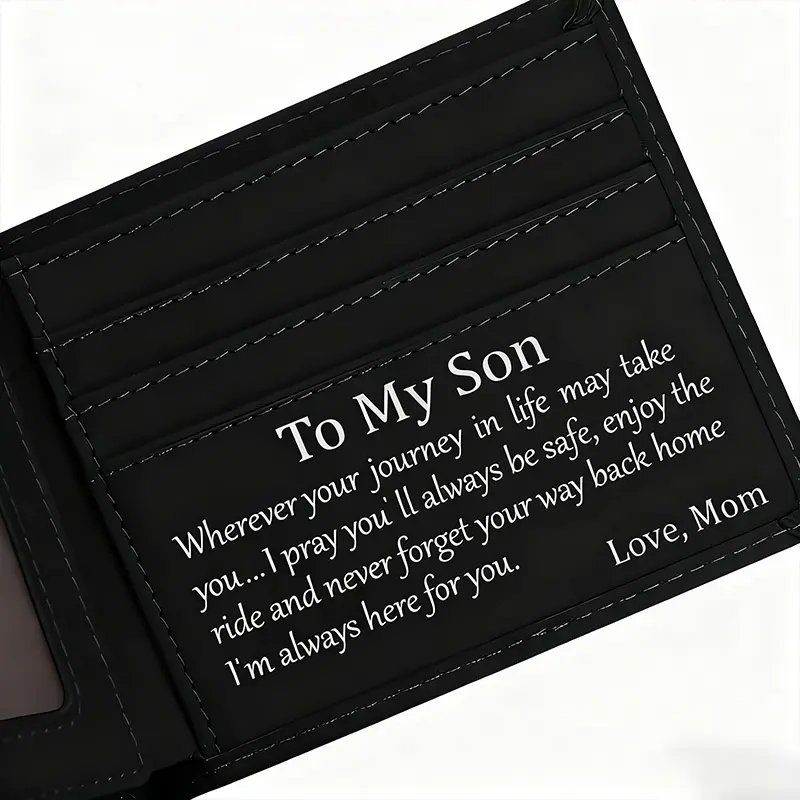 a Genuine Leather Wallet From Mom, For Her Son - a Stylish Bifold Wallet, Available in two colors and two languages, Perfect As A Gift For His Birthday, Graduation Season, Valentine'S Day, Father'S Day, Christmas