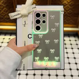 Sound-Control Glowing Bow Phone Case Casing, Hollow Cartoon Protective Cover, Unique Call Light Butterfly Knot, Couple Style for Samsung Galaxy S26 S24 S25  S24 ULTRA A35 A36 A55 A56 S25 Ultra Accessories, Phone Accessory
