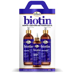Difeel Elevated Biotin Shampoo 33.8oz, Conditioner 33.8oz & Hair Oil 8oz 3-PC Large Boxed Gift Set