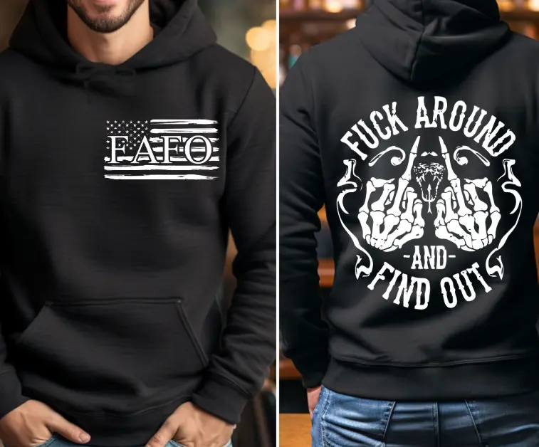 FAFO Flag Middle Finger Unisex sized Sweatshirt or Hoodie Fabric Menswear Pullover