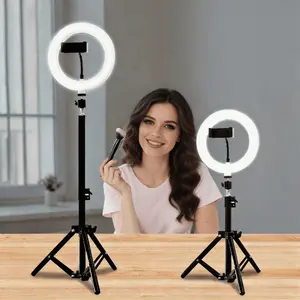 8-Inch Three-Color LED Ring Light, 500cm Tripod & Phone Holder, 3-Temperature Selfie Ring Light, Portable Lighting for Photography, Live Streaming, Video Recording