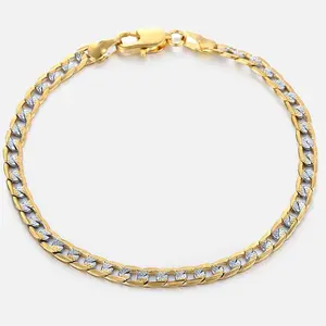 Hermah 4mm Gold Filled Bracelet For Men Women Gold Silver Color Curb Cuban Chain 8inch
